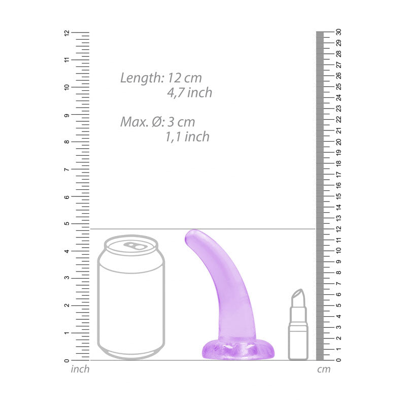 REALROCK Non Realistic Dildo With Suction Cup - 11.5 cm - Purple 11.5 cm Curved Pegging Dong - REA109PUR