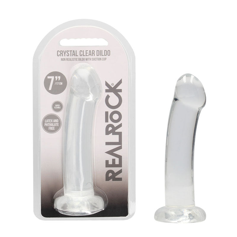 REALROCK Non Realistic Dildo With Suction Cup - 17 cm - Clear 17 cm Dong - REA111TRA