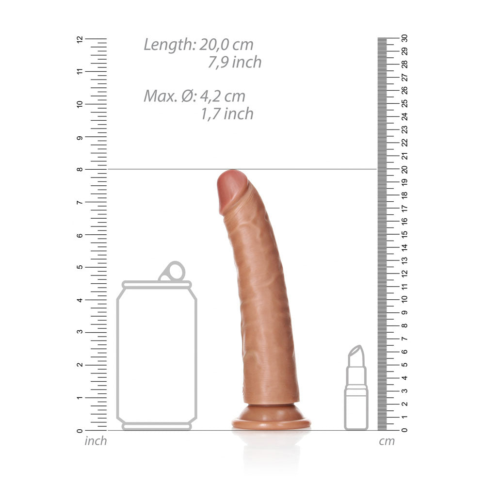 REALROCK Realistic Slim Dildo with Suction Cup - 18cm - Tan 18 cm (7) Dong - REA114TAN