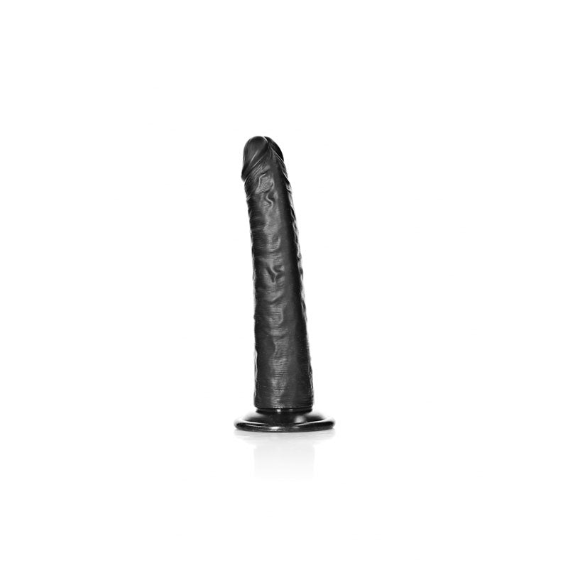 REALROCK Realistic Slim Dildo with Suction Cup - 20.5cm - Black 20.5 cm (8) Dong - REA115BLK