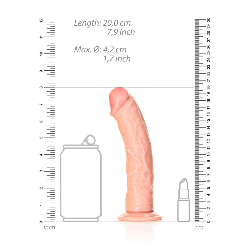 REALROCK Realistic Regular Curved Dildo with Suction Cup - 18 cm - Flesh 18 cm (7) Dong - REA117FLE