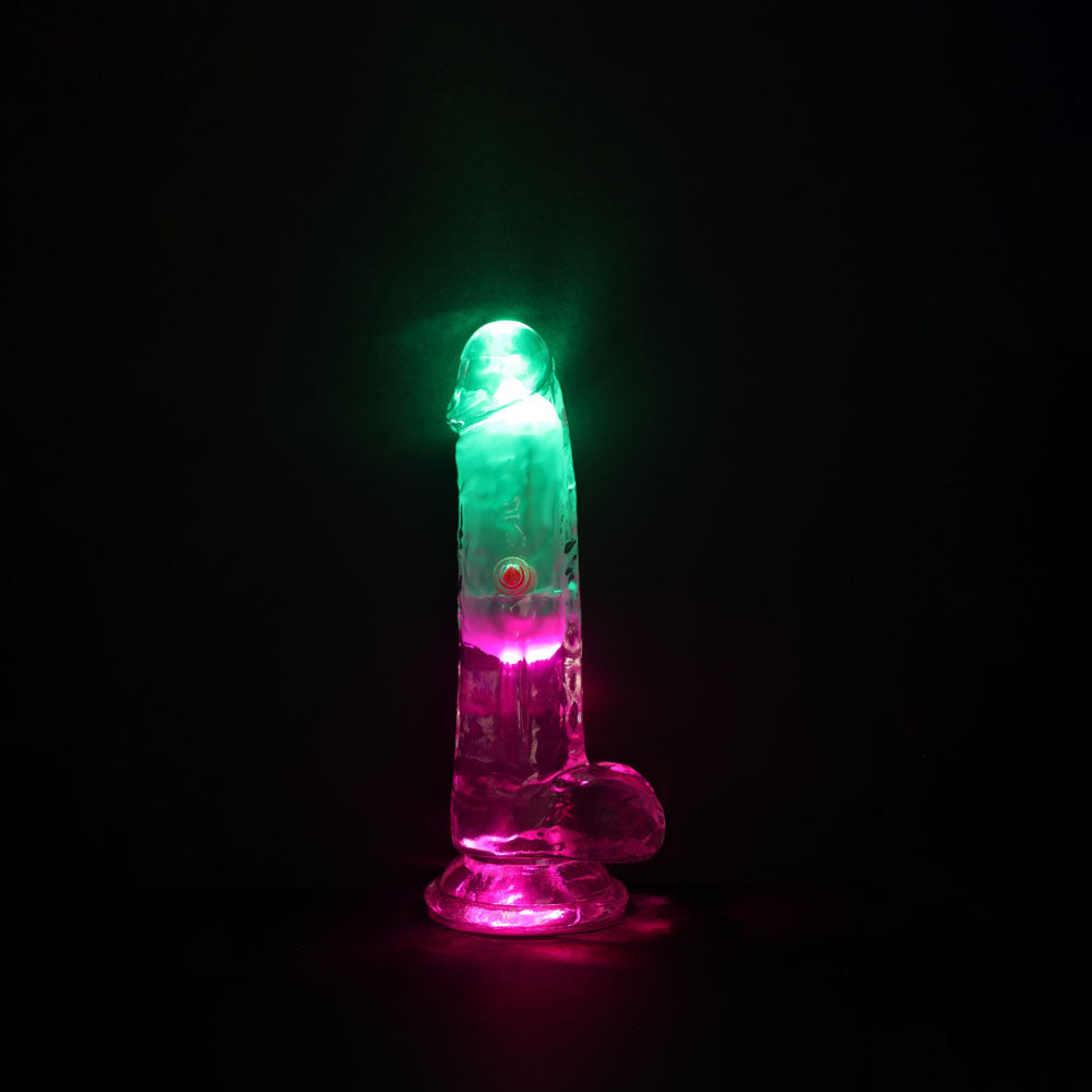 REALROCK 6 with Balls Wireless Rechargeable LED Vibrating Dong - Clear with LED 16.2 cm USB Rechargeable Vibrating Dong with Remote-REA203TRA