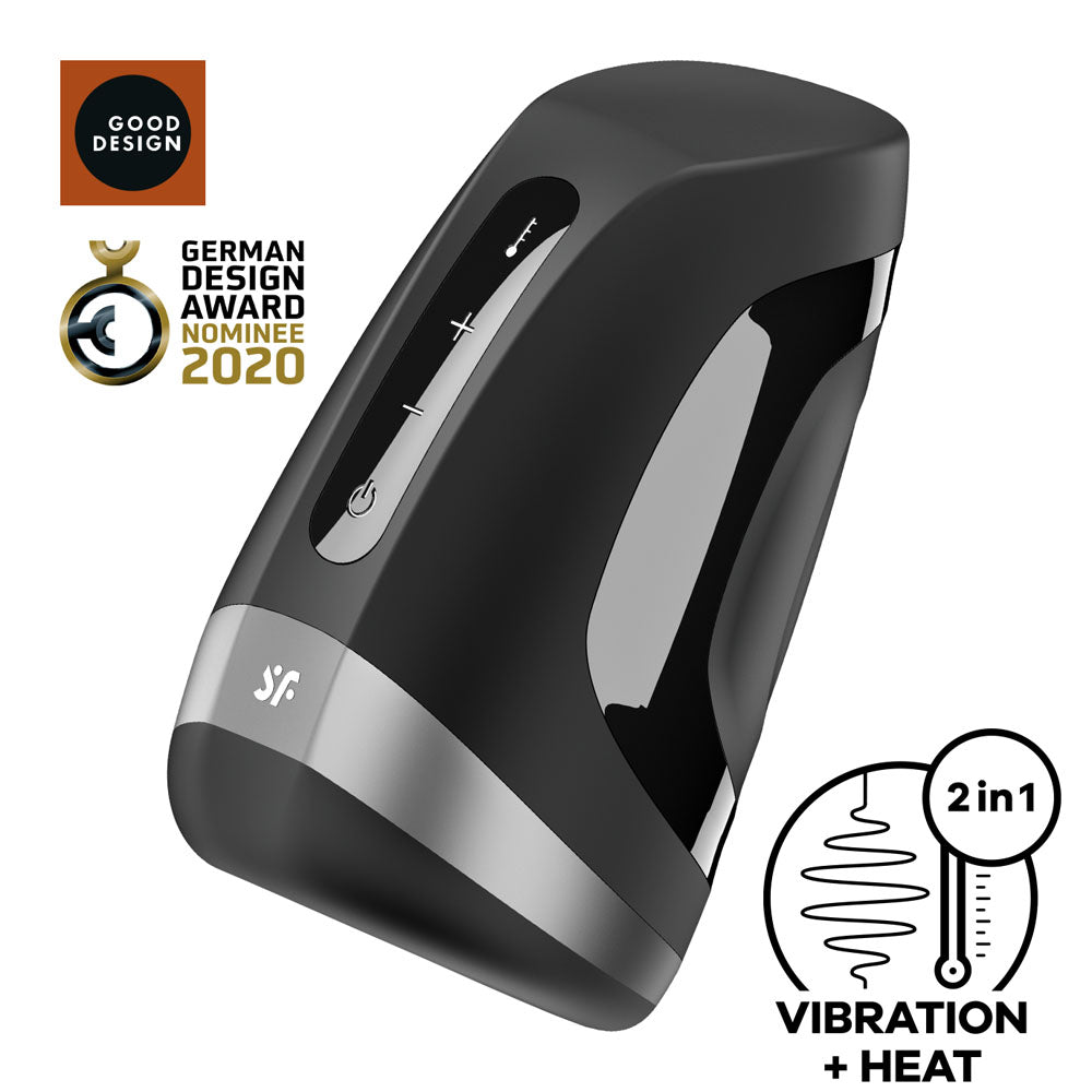 Satisfyer Men Heat Vibration - Black USB Rechargeable Masturbator - SATMENHV