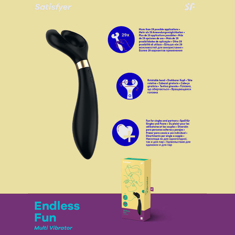 Satisfyer Endless Fun - Black 23.5 cm USB Rechargeable Stimulator - SATPMF3BLK