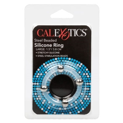 Steel Beaded Silicone Ring Large-SE-1437-10-2