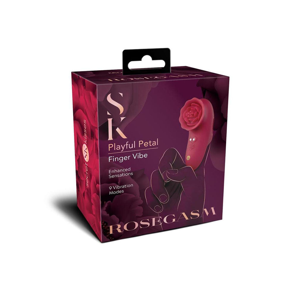 Secret Kisses ROSEGASM PLAYFUL PETAL - Red USB Rechargeable Finger Stimulator - SK1047