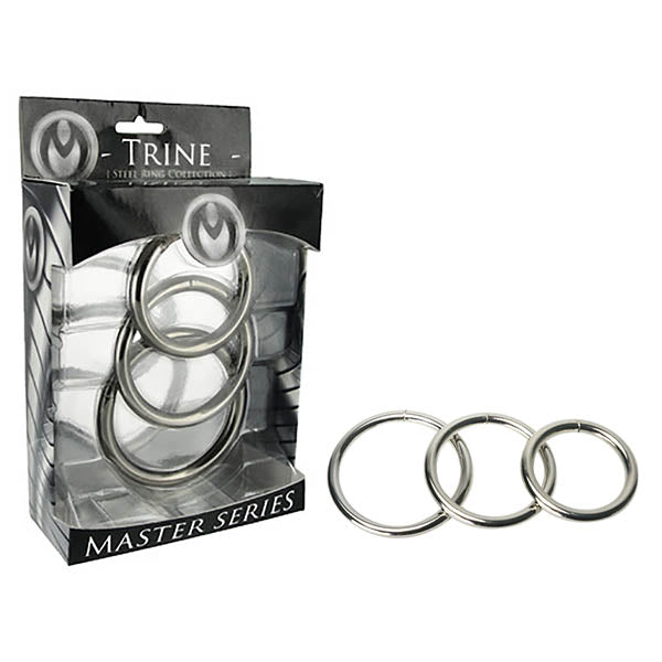 Master Series Trine Steel Ring Collection - Steel Cock Rings - Set of 3 Sizes-SP132