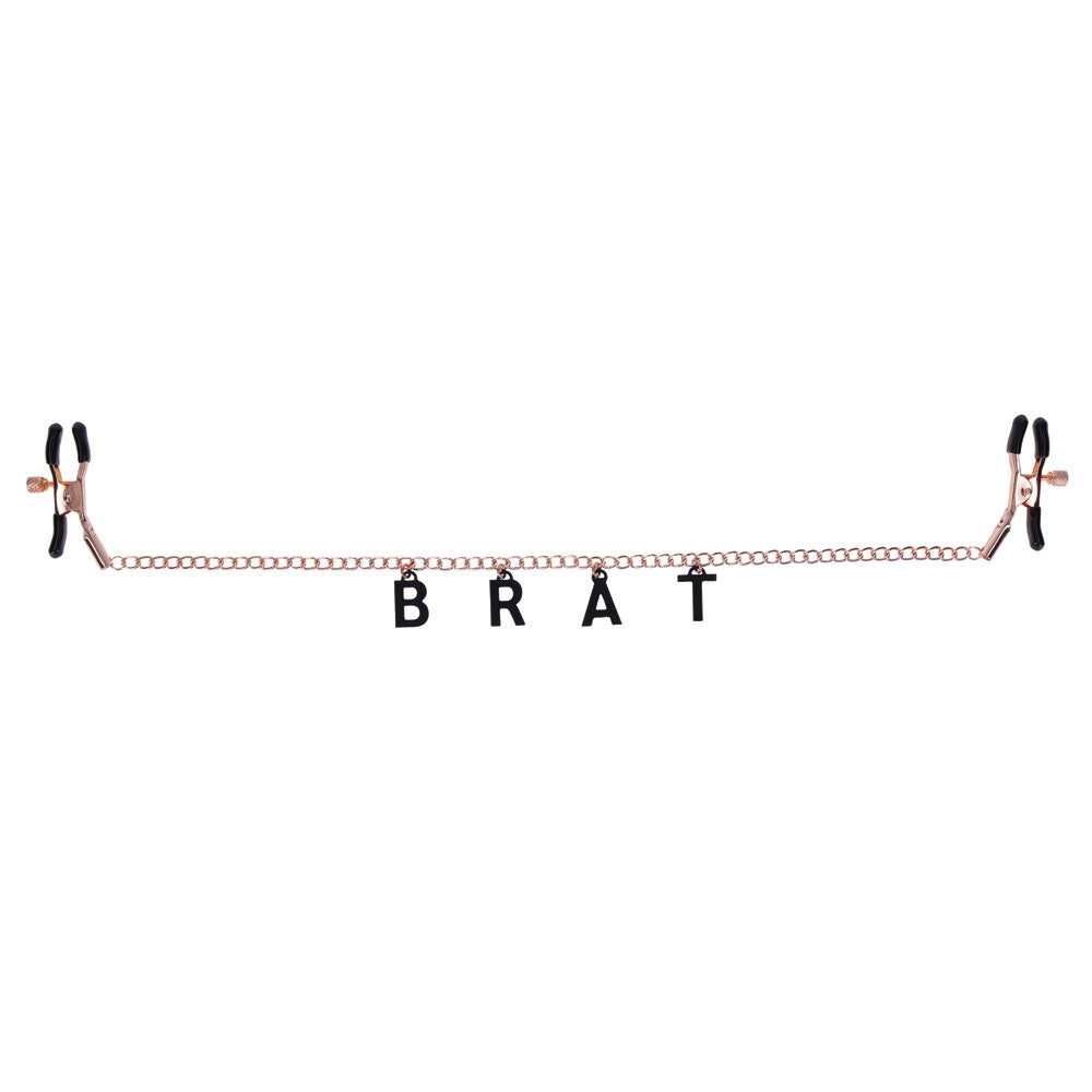 Sex & Mischief Brat Charmed Nipple Clamps - Rose Gold Nipple Clamps with 45 cm Chain - SS09847
