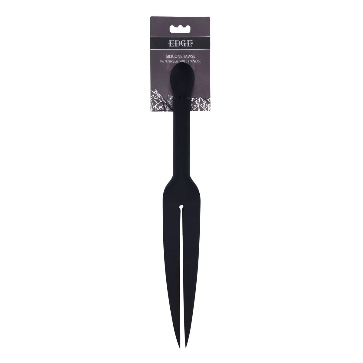 EDGE Silicone Tawse - Black Silicone Tawse Whip with Insertable Handle - SS98057