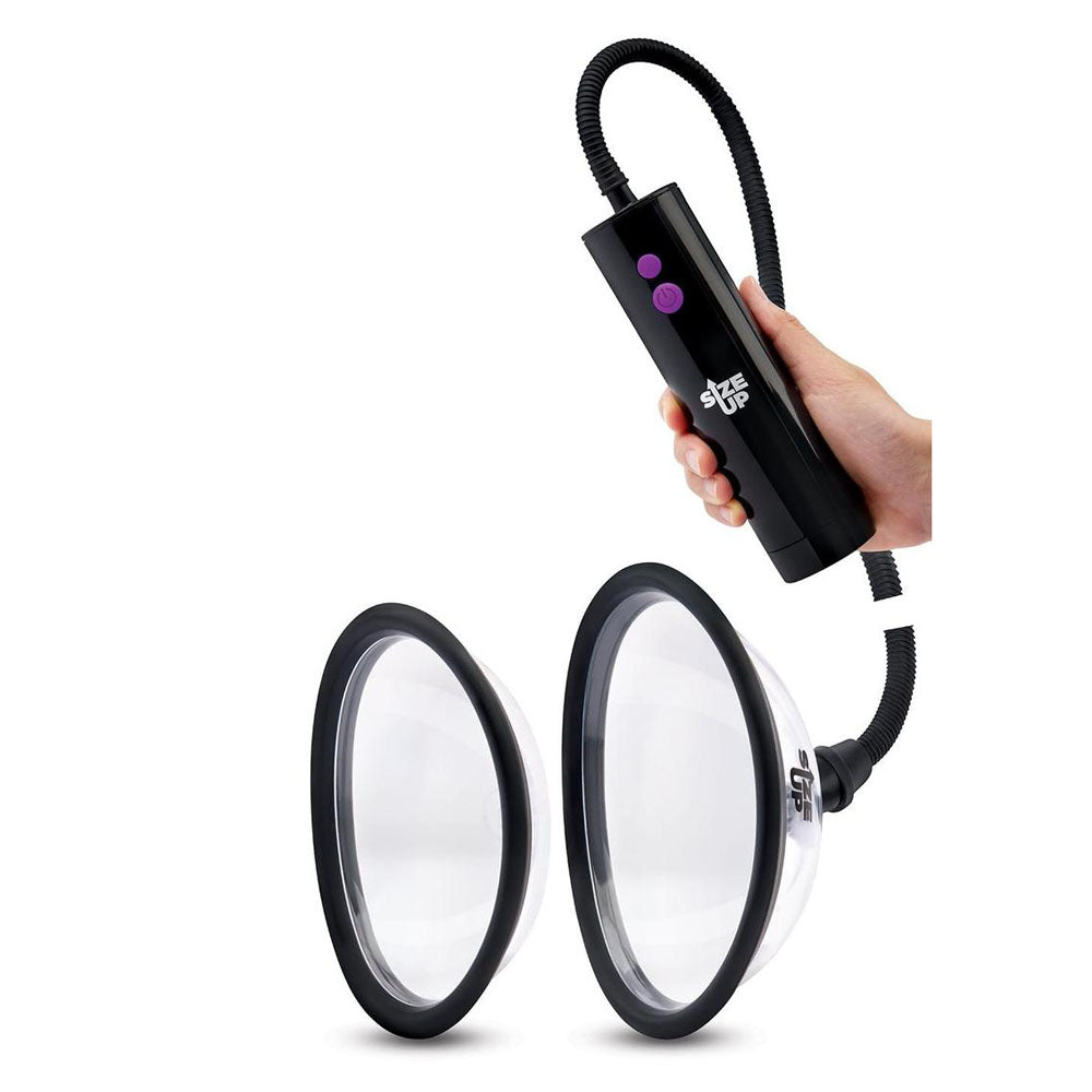 Size Up Rechargeable Power Plumper Pussy Pump - Clear USB Rechargeable Vagina Pump with Interchangeable Chambers-SU111