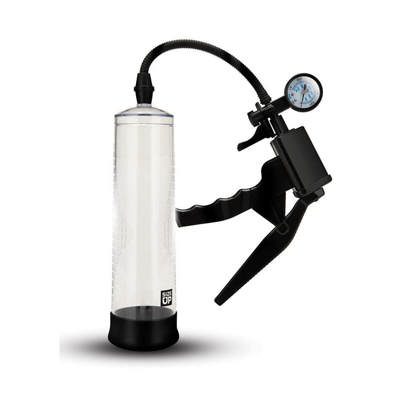 Size Up Ergonomic Trigger Penis Pump with Pressure Gauge - Clear Penis Pump - SU304