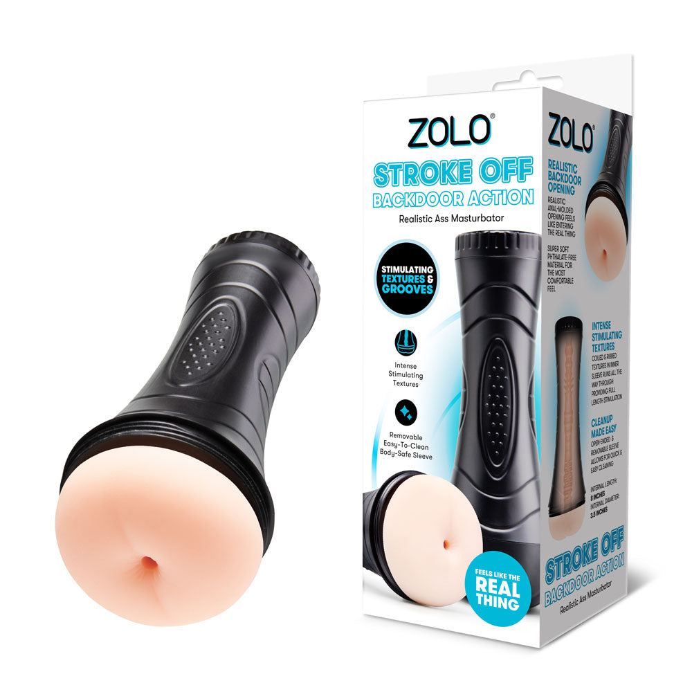 Zolo STROKE OFF Backdoor Action - Flesh Anal Stroker - ZO-3018