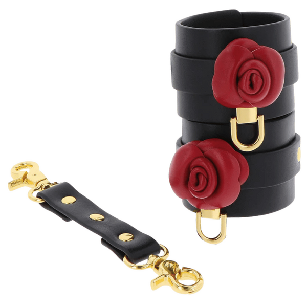 Wild Roses Wrist Cuffs (Black)-17440-BLACK