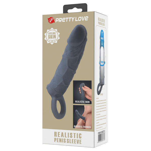 Realistic Penis Sleeve Veiny (Black)-BI-026227-2