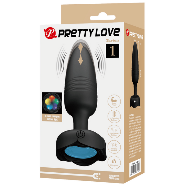 Tarion - Light-Up Rechargeable Butt Plug (Black)-BI-040181