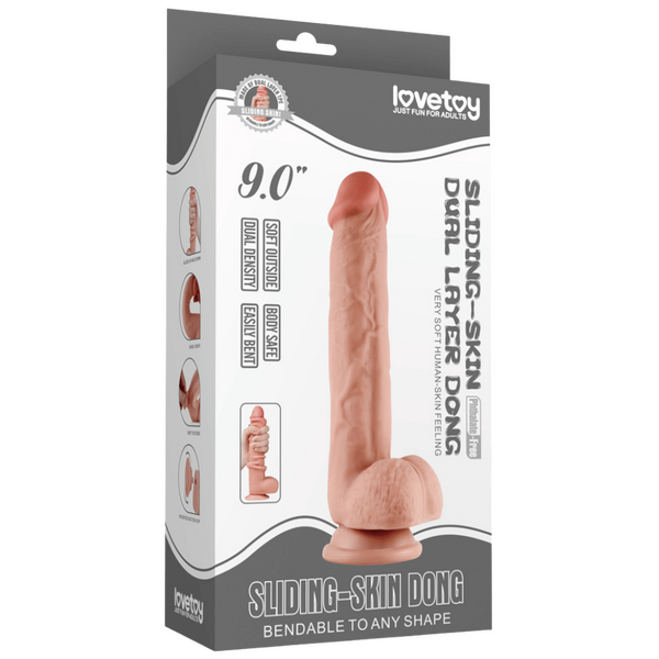 9.0'' Sliding Skin Dual Layer Dong (Flesh)-LV317004
