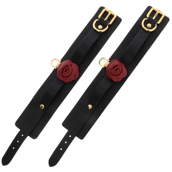 Wild Roses Wrist Cuffs (Black)-17440-BLACK