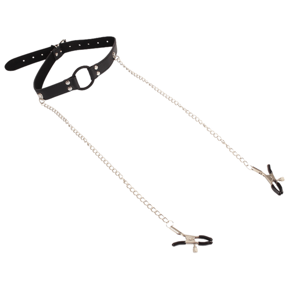 Breathable O-ring Gag with Nipple Clamps-CN-882481632