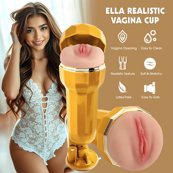 Ella Realistic Vagina Vibrating Cup-CN-623802107
