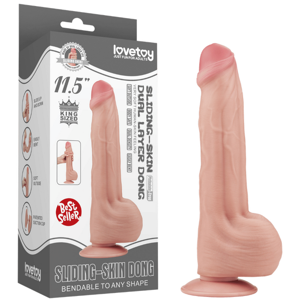 11.5'' King Sized Sliding Skin Dual Layer Dong (Flesh)-LV317051