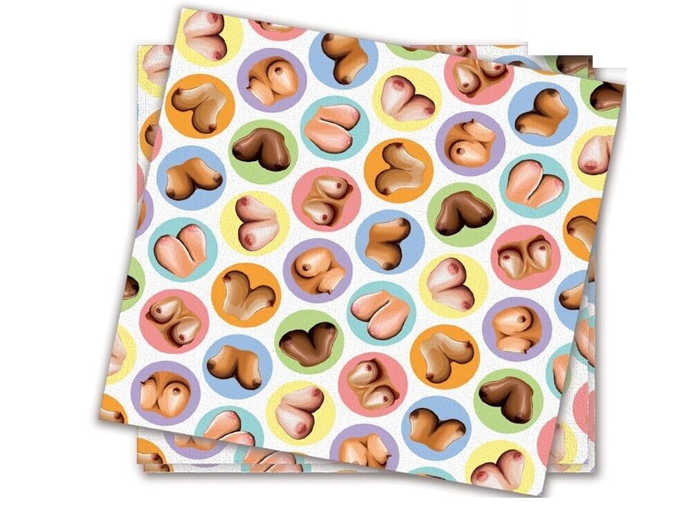 Bachelor Boobies Boobs Tits Napkins Serviettes Adult Fun Gift Bucks Night Party