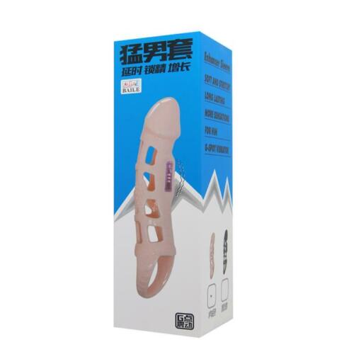 Penis Enhancement Enhancer Sleeve Extension Vibrating Men Delay Sex Toy
