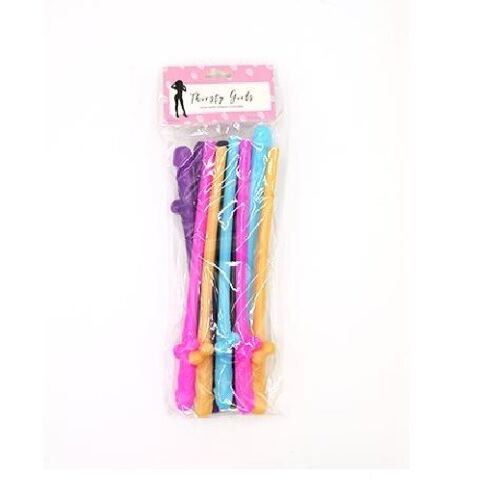 10 Thirsty Girls Sippy Straws Coloured