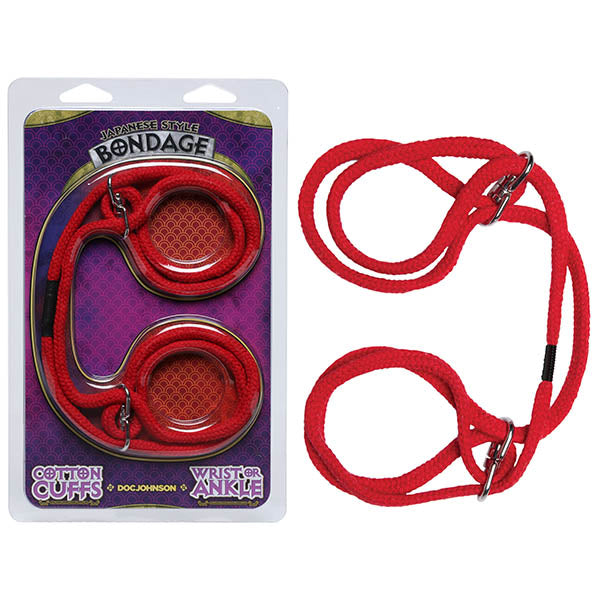 Japanese Style Bondage Cotton Cuffs - Red Rope Restraints - Early2bed