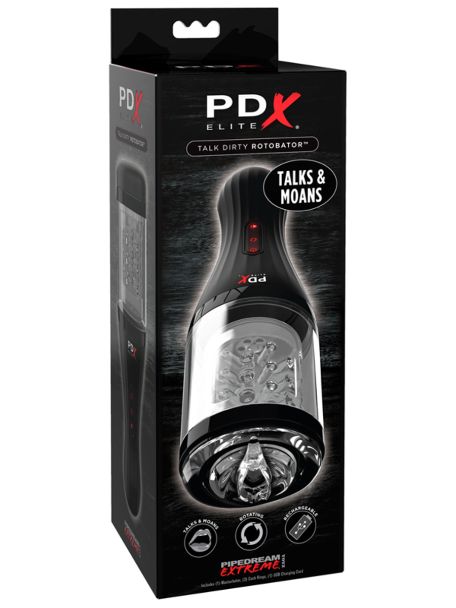 Pipedream Extreme Toyz Elite Talk Dirty Rotobator - USB Rechargeable Powered Masturbator with Sound Effects - Early2bed