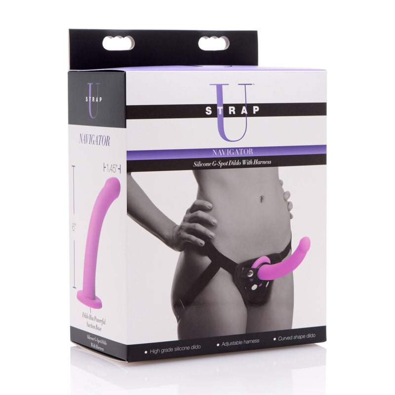 Strap-U Navigator - Purple 16.5 cm Silicone G-Spot Strap-On - AF216