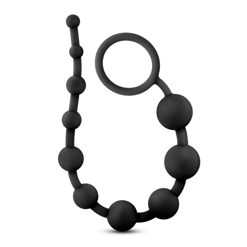 Anal Adventures Platinum 10 Anal Beads - Black-(bl-11015)