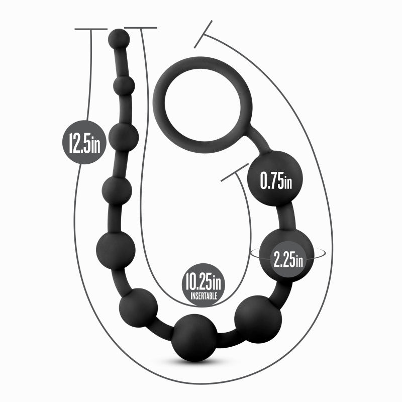 Anal Adventures Platinum 10 Anal Beads - Black-(bl-11015)