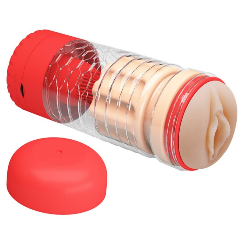 Emily Pussy Masturbator (Red) Stimulation Vibrating Masturbator