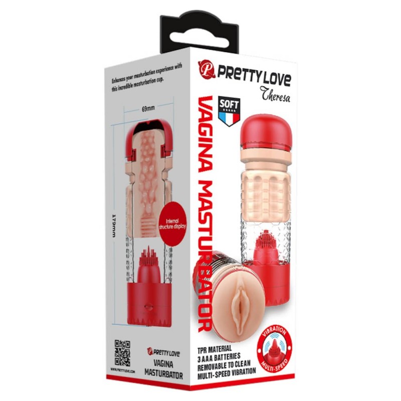 Emily Pussy Masturbator (Red) Stimulation Vibrating Masturbator