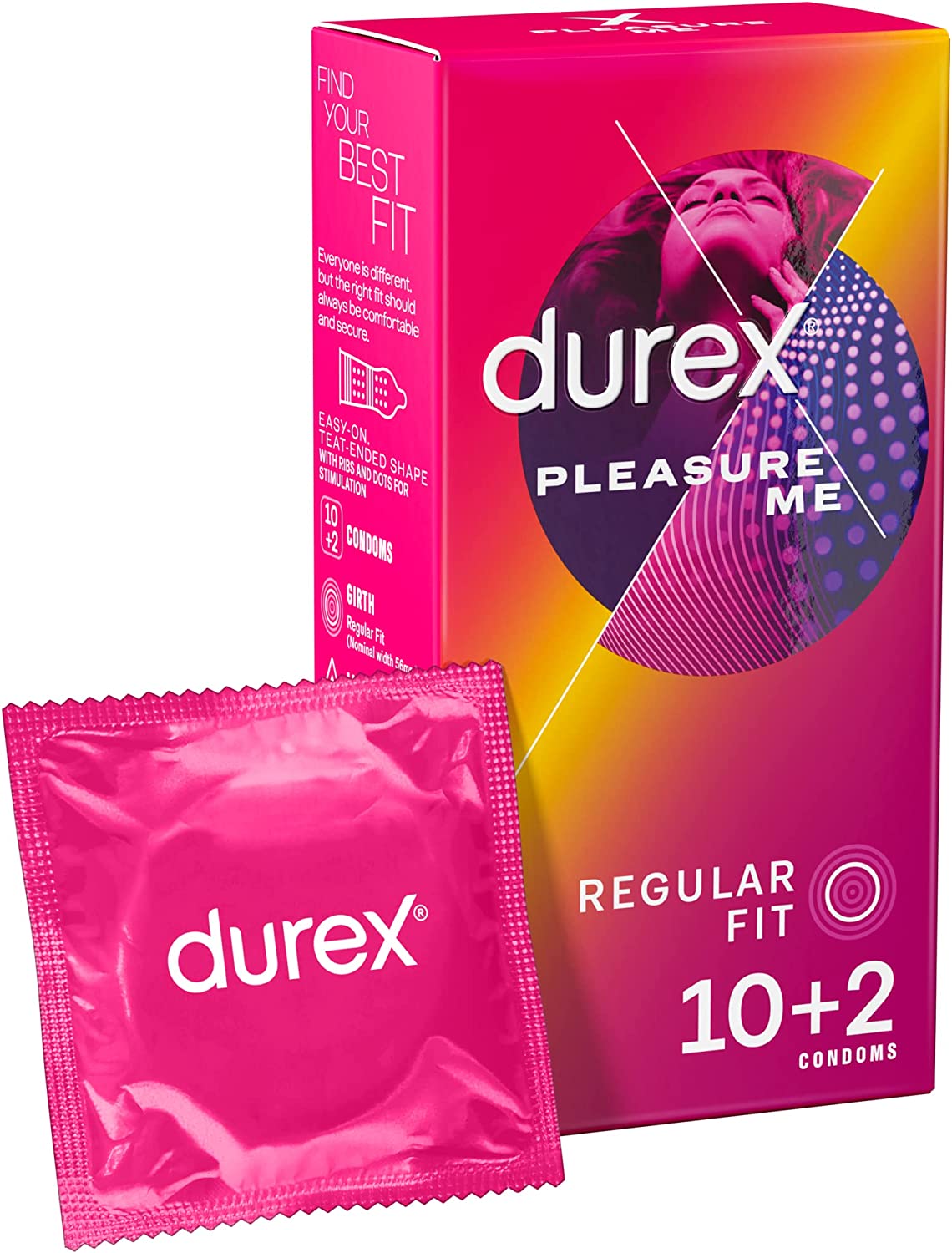 Durex Pleasure Me - Ribbed & Studded Condoms - 10 Pack + 2 Free