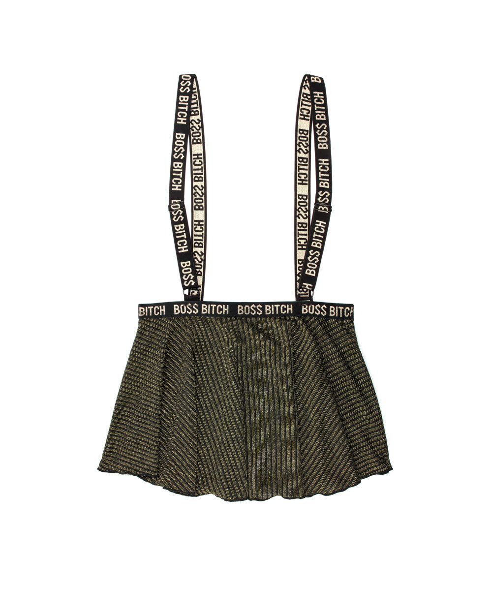 Boss Bitch Suspender Skirt - Skirt Only - Black/gold - Med/Large