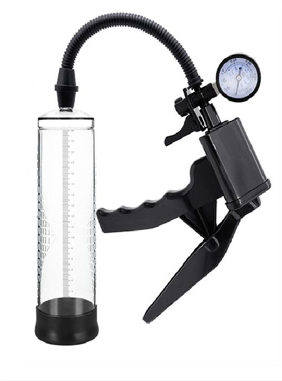 Pistol Grip & Pressure Gauge Pump Enlargement Clear Penis Pump