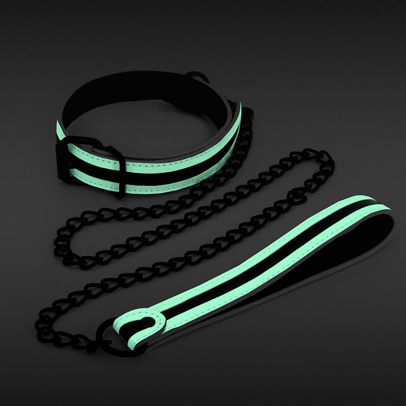 GLO Bondage Collar and Leash-(nsn-0497-28)
