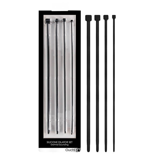 Ouch! Urethral Sounding Dilator Set - Black Silicone Urethral Sound Set - OU324BLK