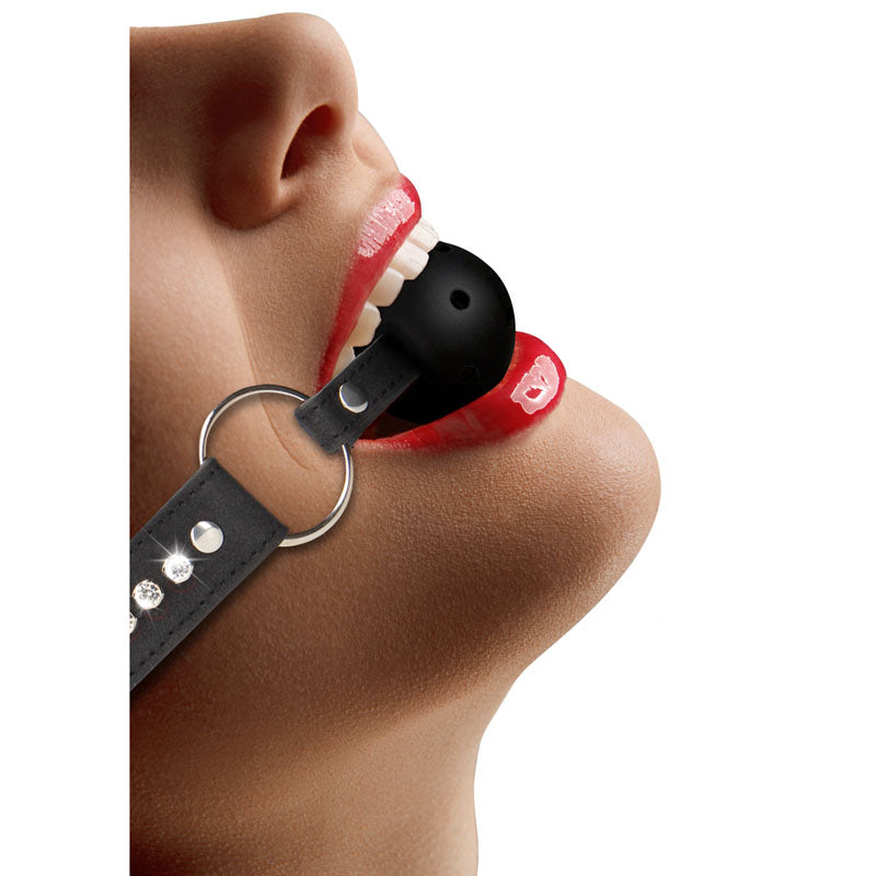 OUCH! Diamond Studded Breathable Ball Gag-(ou569blk)