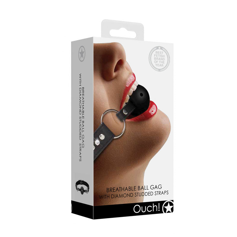OUCH! Diamond Studded Breathable Ball Gag-(ou569blk)