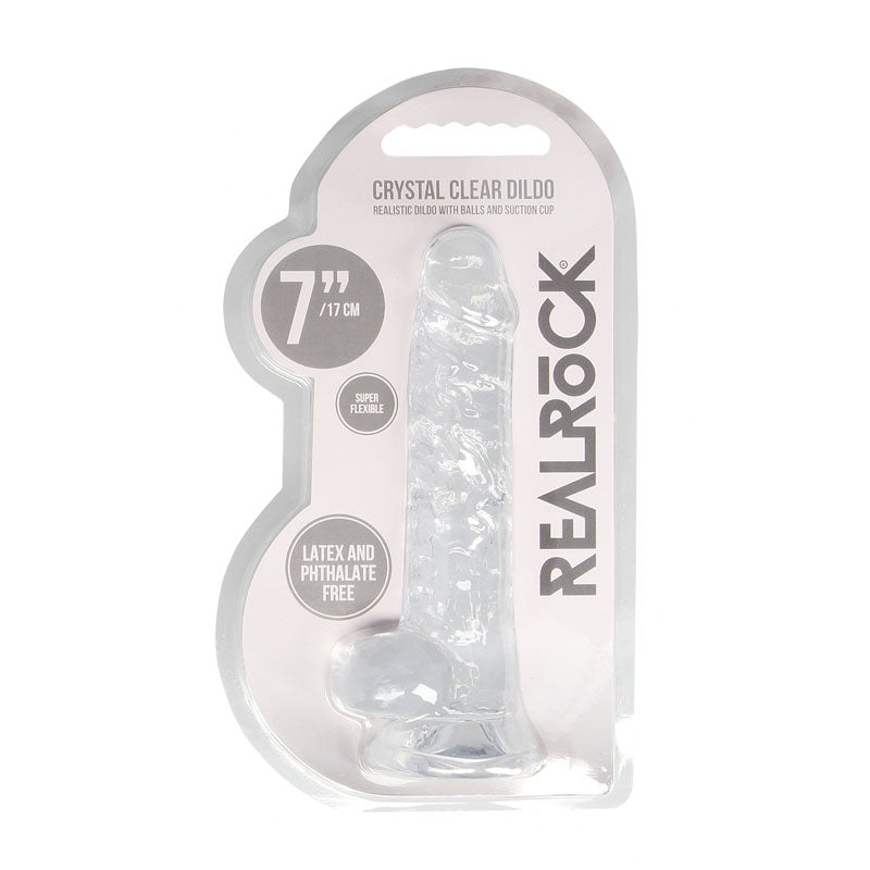 RealRock 7'' Realistic Dildo With Balls - Clear 17.8 cm Dong - REA091TRA