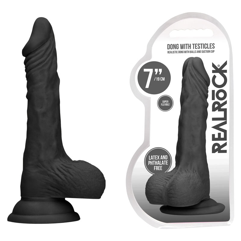 REALROCK 7'' Realistic Dildo With Balls-(rea094blk)