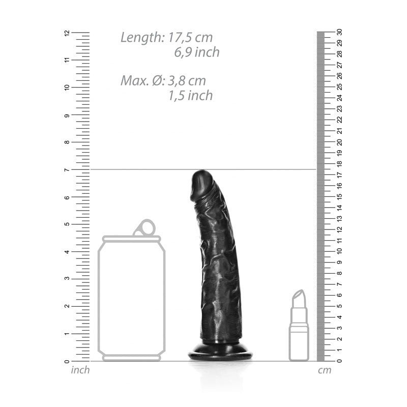 REALROCK Realistic Slim Dildo without Balls - 15.5 cm-(rea113blk)