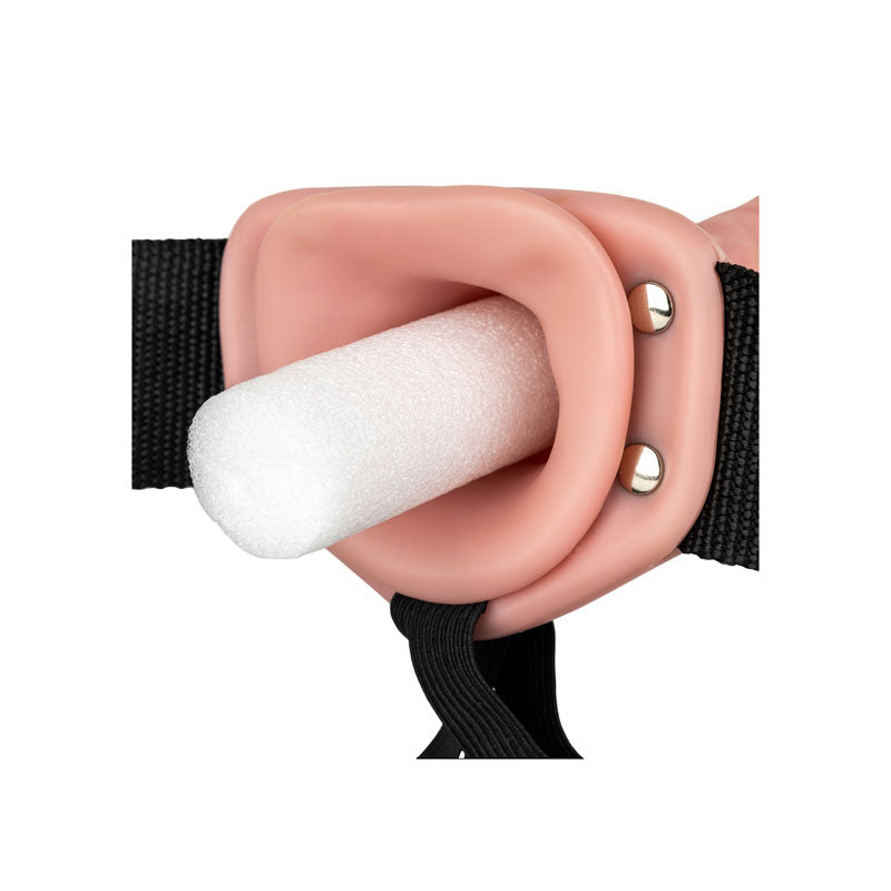 REALROCK Vibrating Hollow Strap-on - 15.5 cm Flesh-(rea138fle)