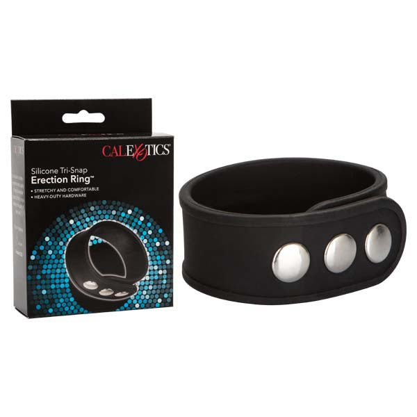 Silicone Tri-Snap Erection Ring - Black Adjustable Cock Ring - Early2bed