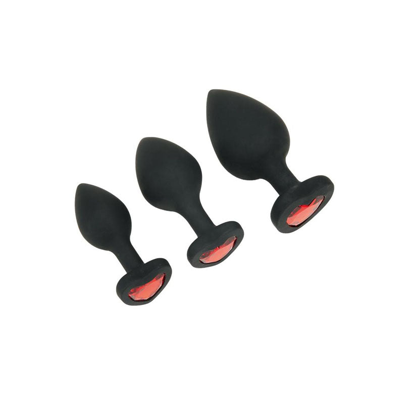WhipSmart Heartbreaker 3PC Silicone Crystal Heart Anal Training Set-(ws1040)