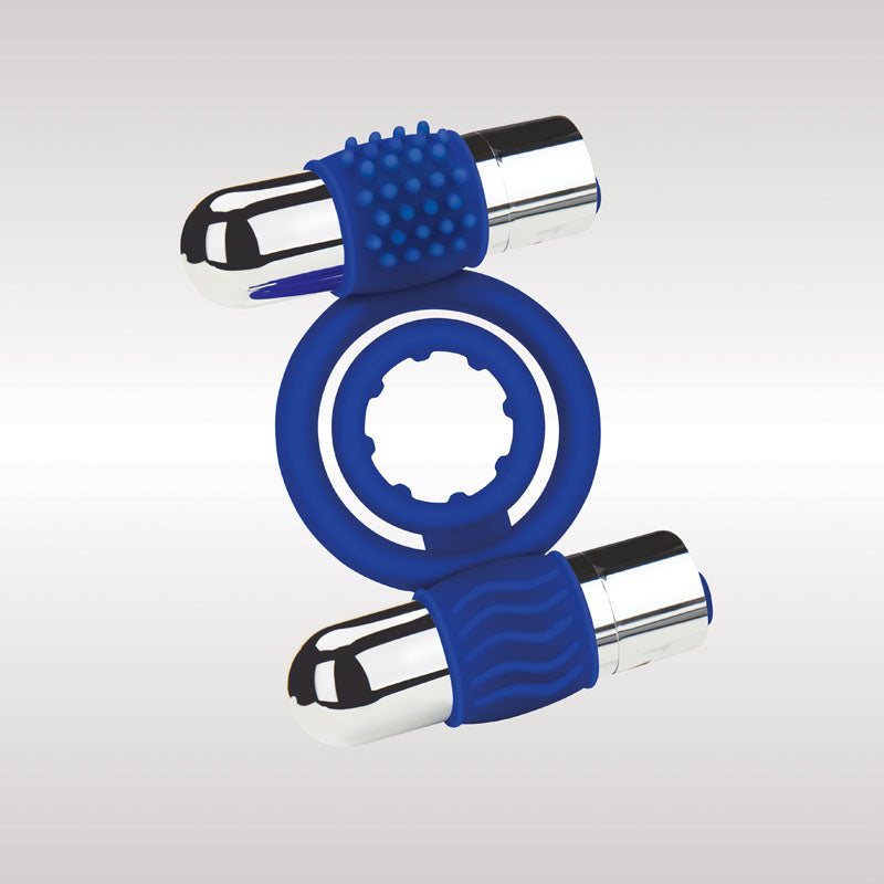 Rechargeable Duo Vibrating C-Ring - Blue USB Rechargeable Dual Vibrating Cock Ring