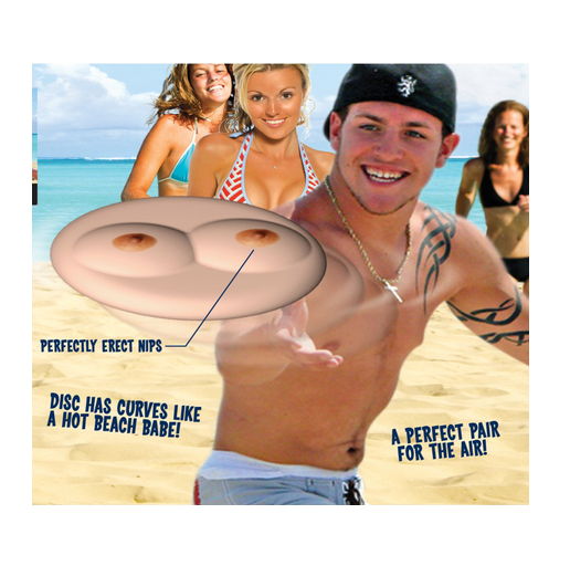 Boobie Flyer - Frizbee Boobie Shaped Flying Disc with Erect Nipples