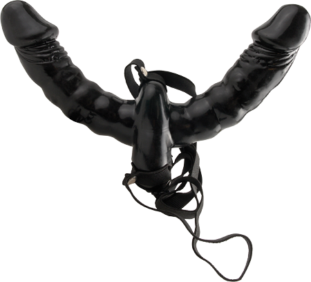 Fetish Fantasy Series Vibrating Double-delight Strap-on - Black Vibrating Double Ended Strap-On - Early2bed